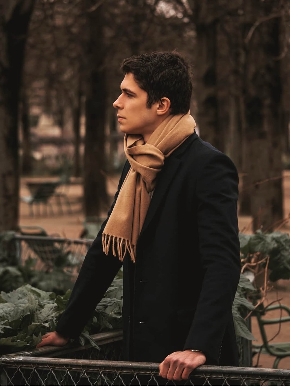 Hugo Boss Wool & Cashmere Navy Overcoat